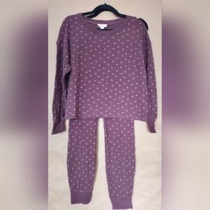 waffle knit long pijama set